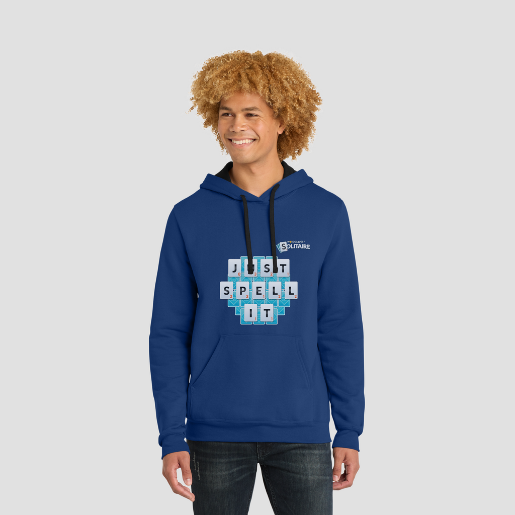 The "Just Spell It" Hoodie in Deep Royal by Wordscapes Solitaire