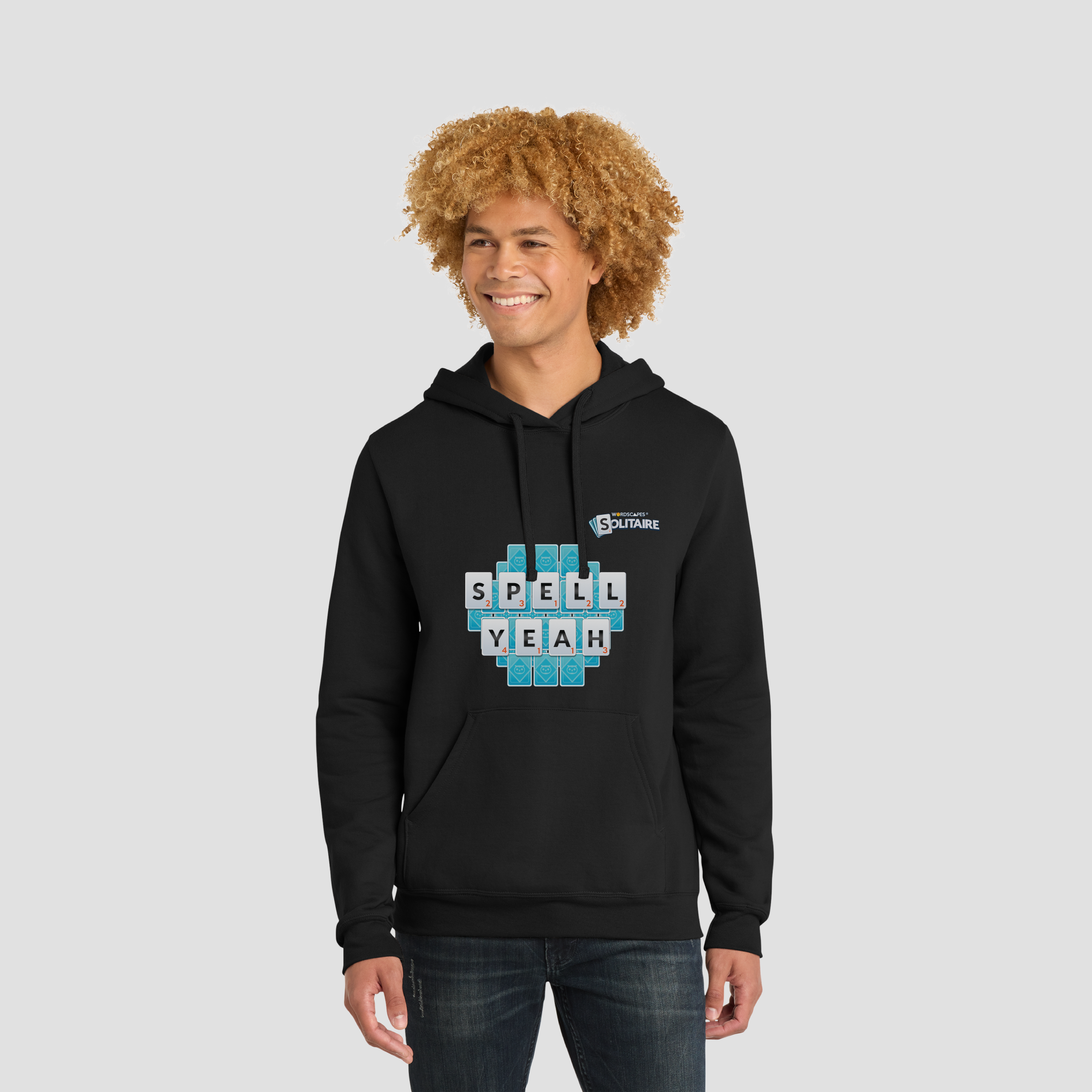The "Spell Yeah" Hoodie in Black by Wordscapes Solitaire