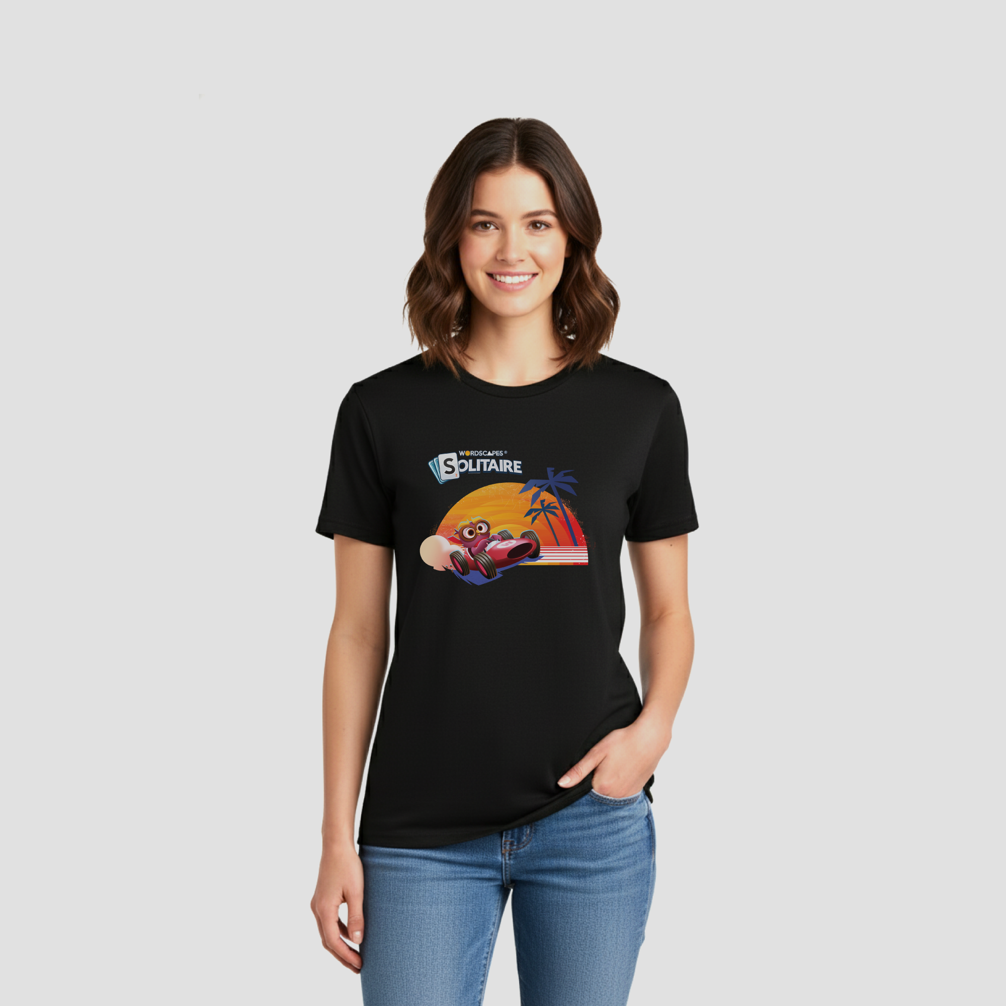 The Solitaire Sunset Tee in Black by Wordscapes Solitaire