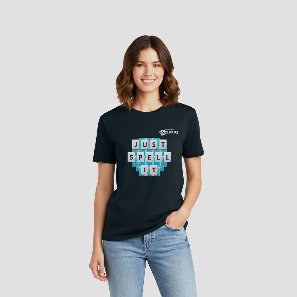 The "Just Spell It" Tee in New Navy by Wordscapes Solitaire