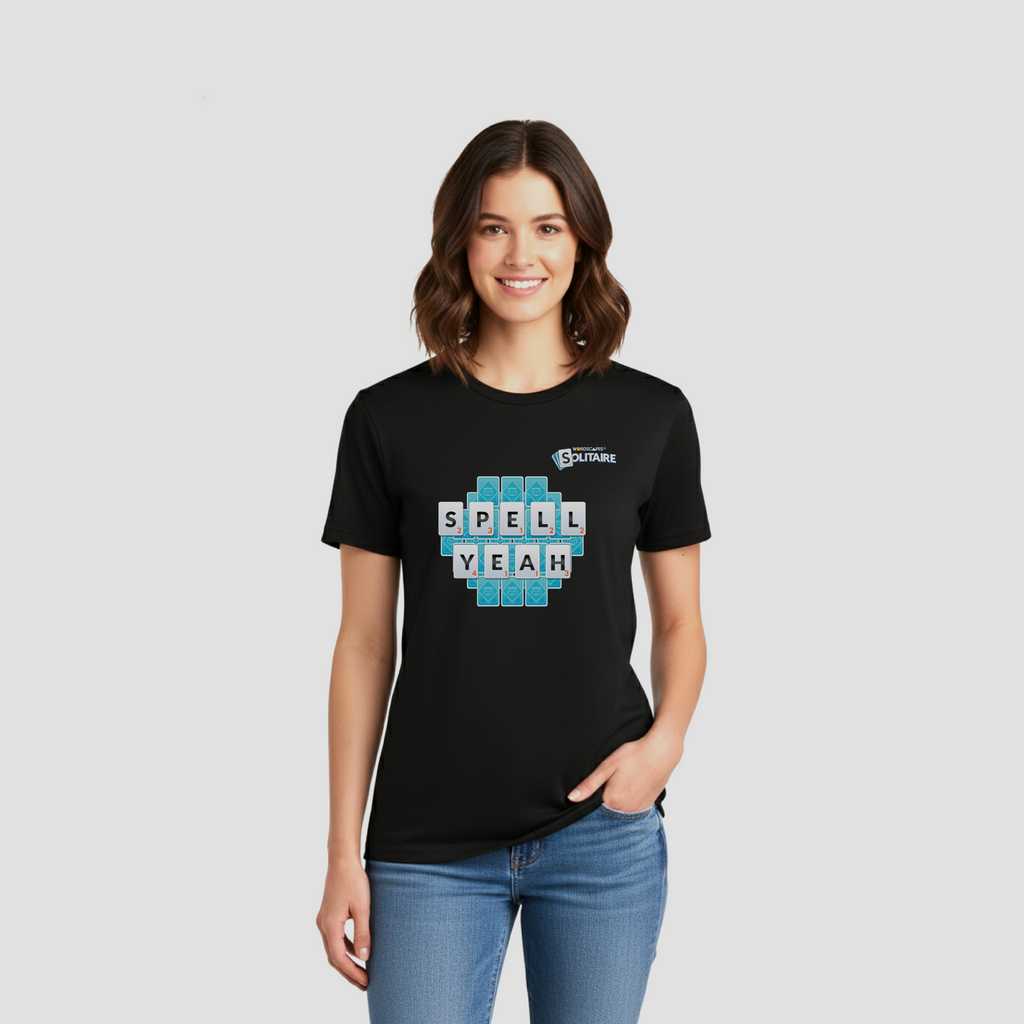 The "Spell Yeah" Tee in Black by Wordscapes Solitaire
