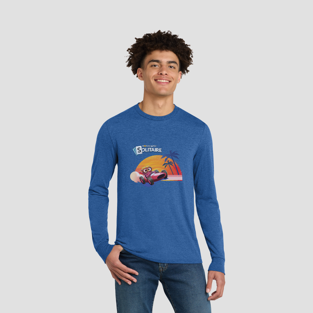 The Solitaire Sunset Long Sleeve Tee in Royal Frost by Wordscapes Solitaire