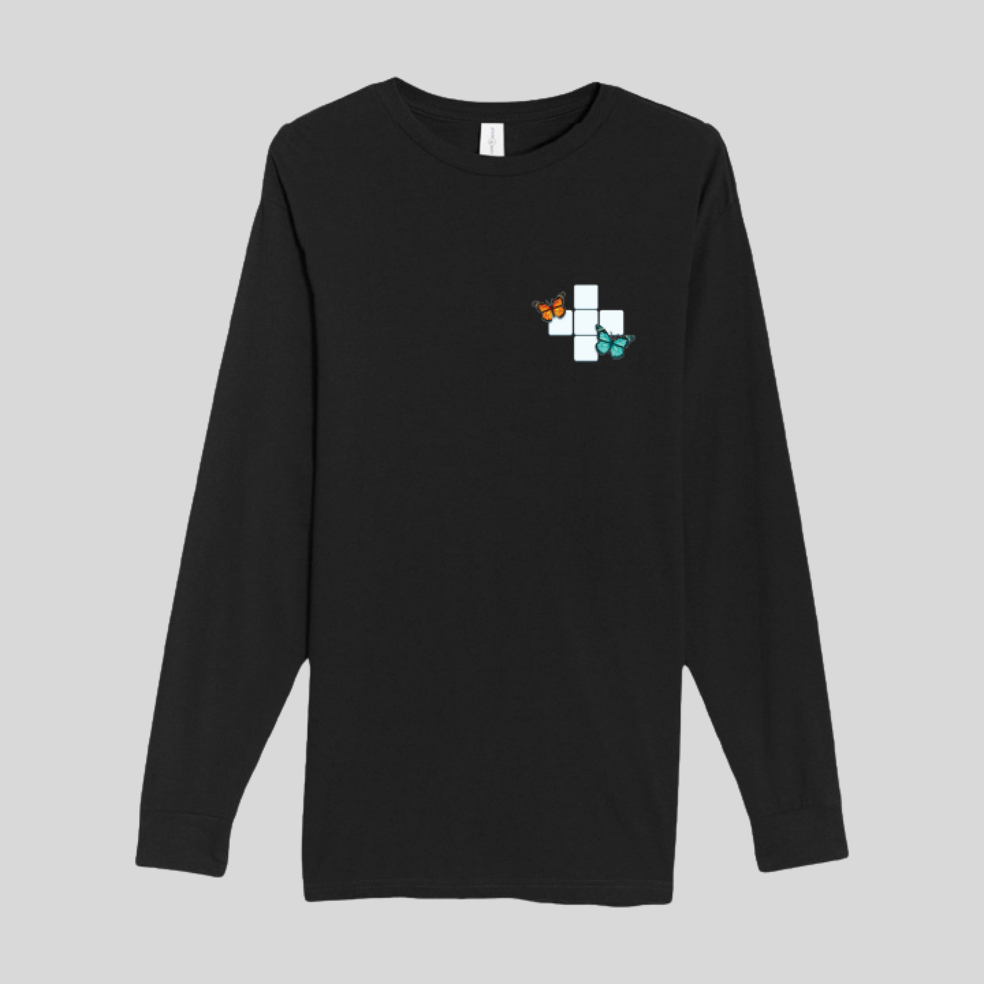Butterfly Crossword Long Sleeve Tee in Black by Wordscapes