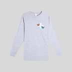 Butterfly Crossword Long Sleeve Tee in Heather Grey by Wordscapes