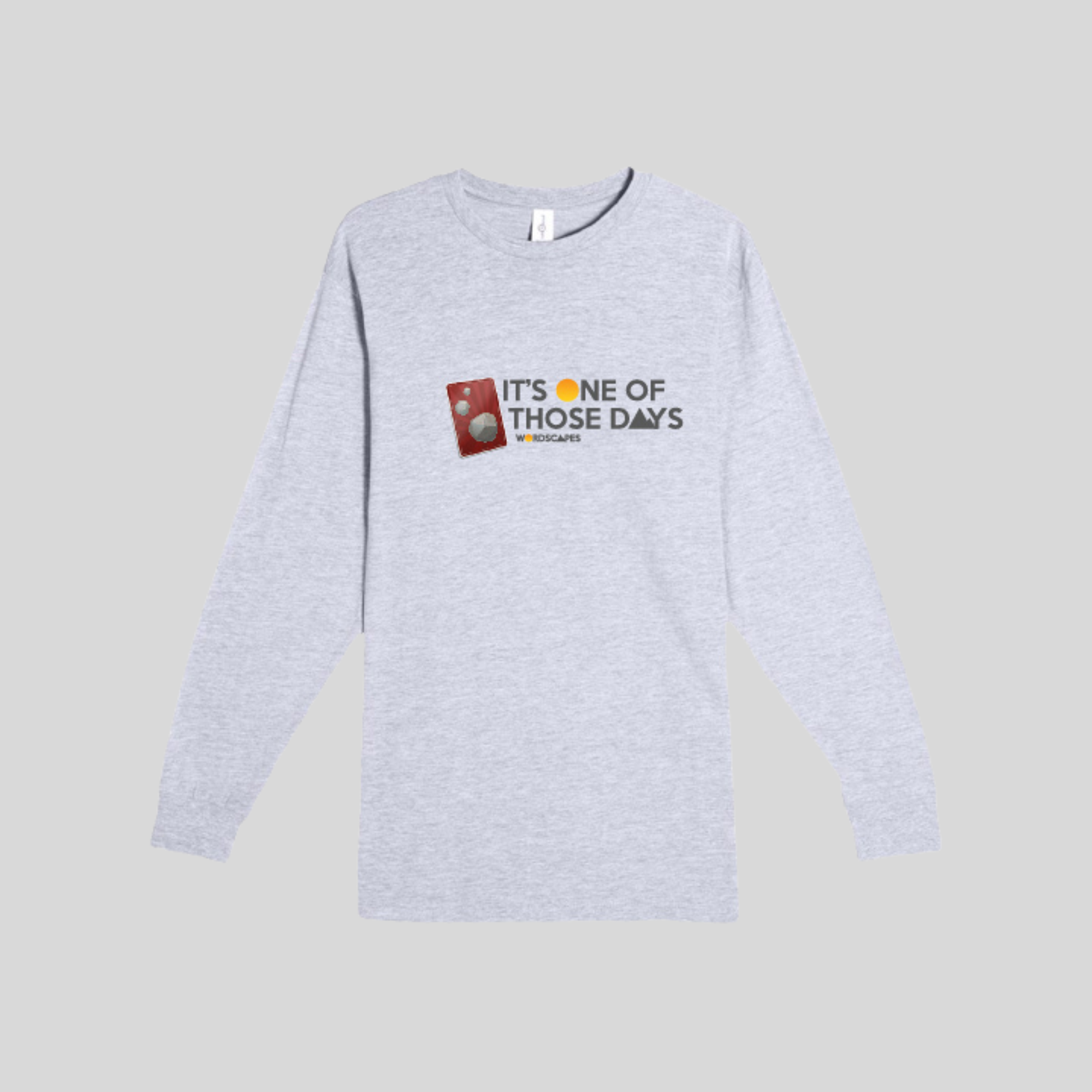 Rock Card Long Sleeve Tee in Heather Grey by Wordscapes