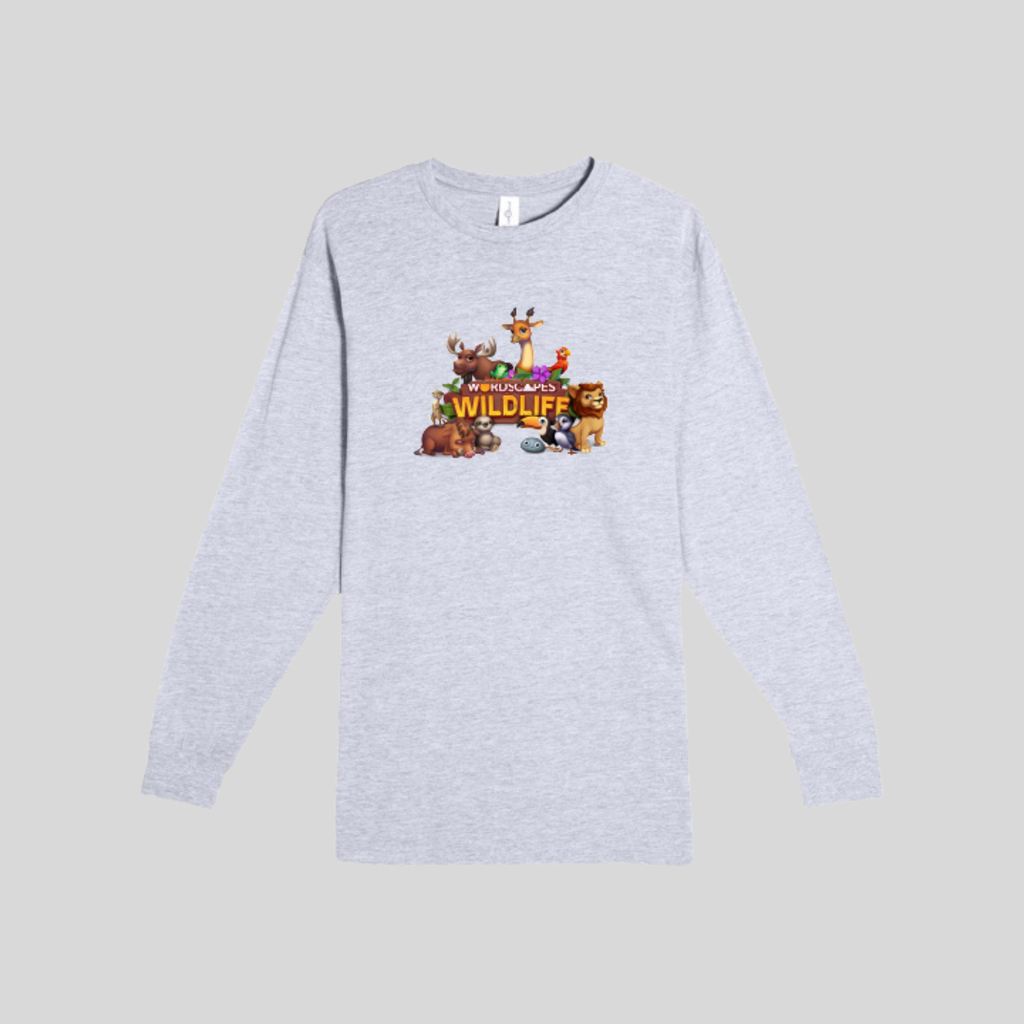 Wildlife Long Sleeve Tee in Heather Grey by Wordscapes
