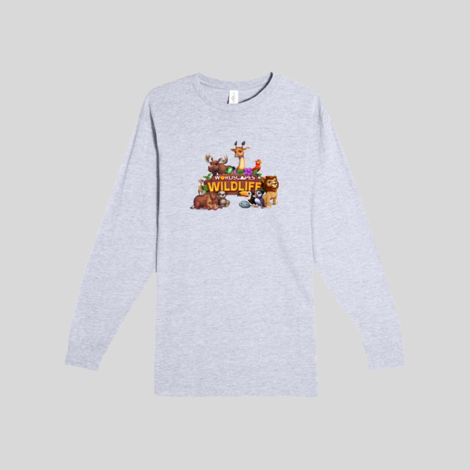 Wildlife Long Sleeve Tee in Heather Grey by Wordscapes
