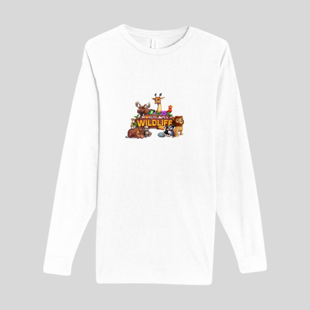 Wildlife Long Sleeve Tee in White by Wordscapes
