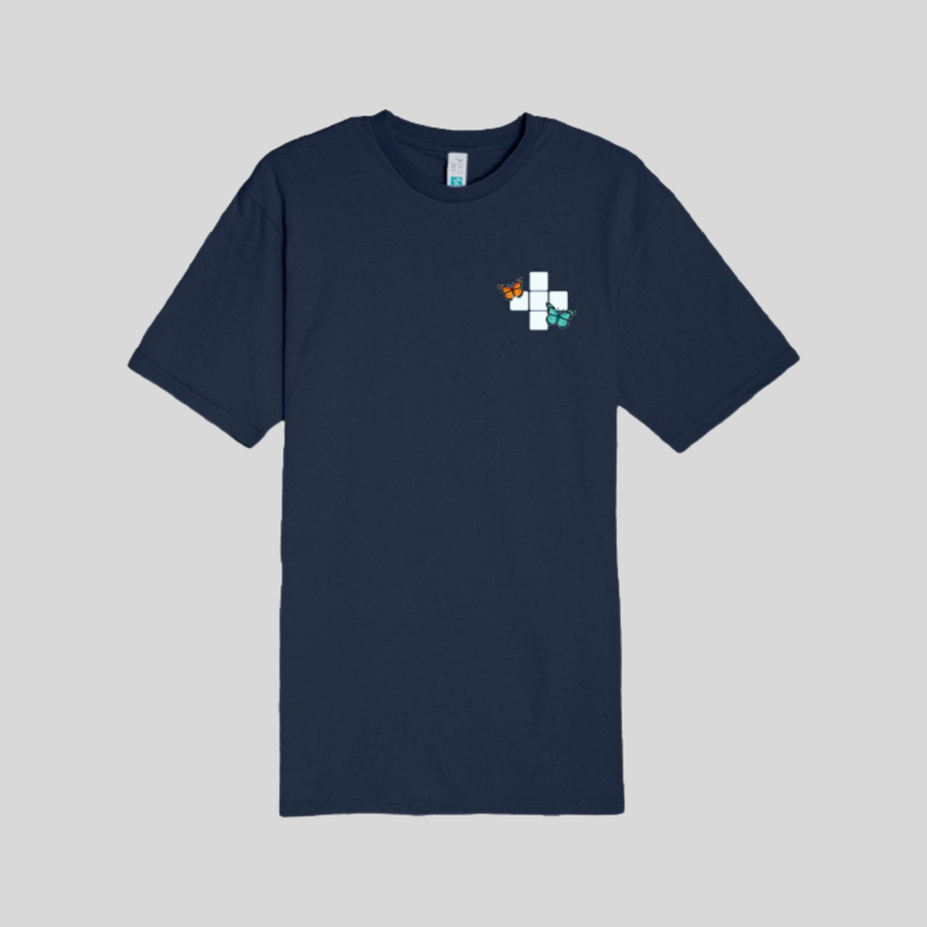 Butterfly Crossword Tee in Navy by Wordscapes