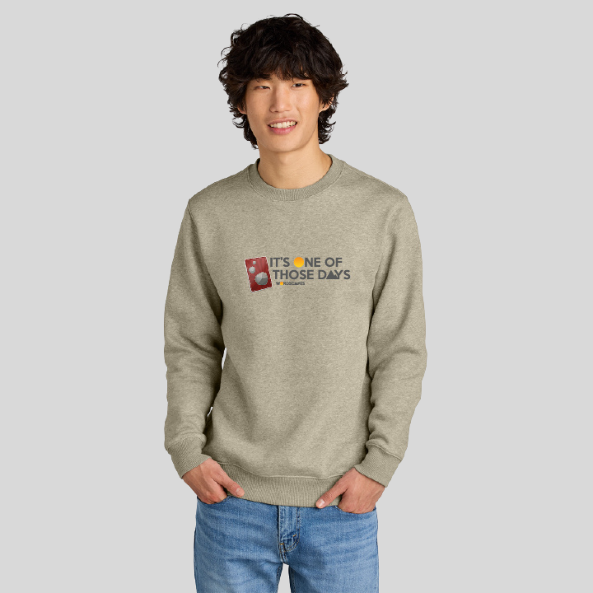 Rock Perfect Weight Fleece Crew in Heathered Latte by Wordscapes