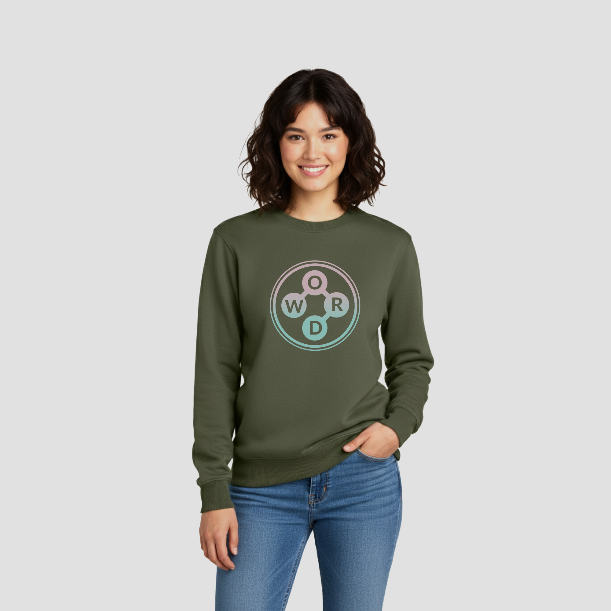 The Wordscapes Fade Crewneck — Military Green