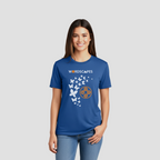 Female model in royal frost Flight Tee