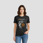 Female model in heathered charcoal Flight Tee