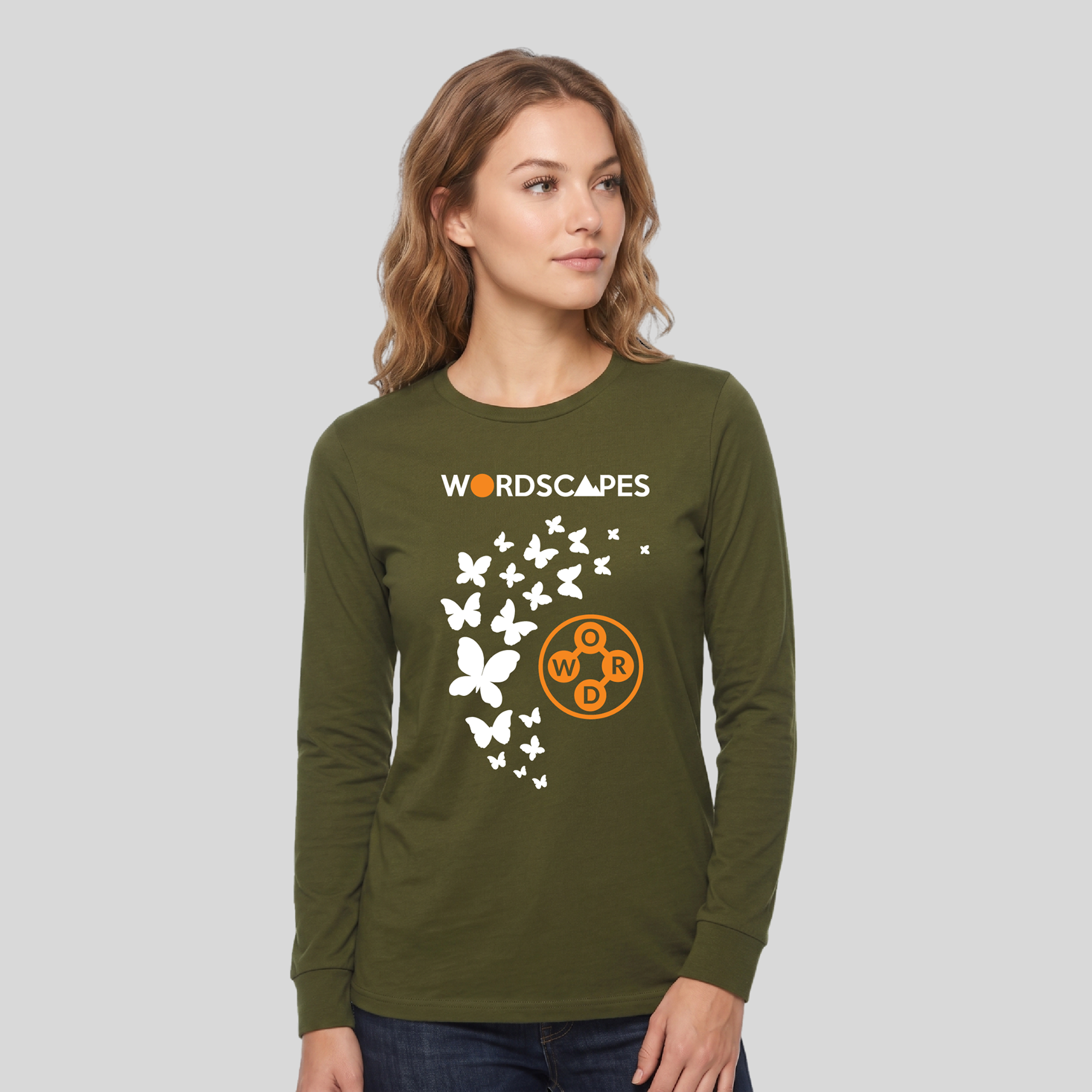Wordscapes The Flight Graphic Long Sleeve Shirt – Army Green